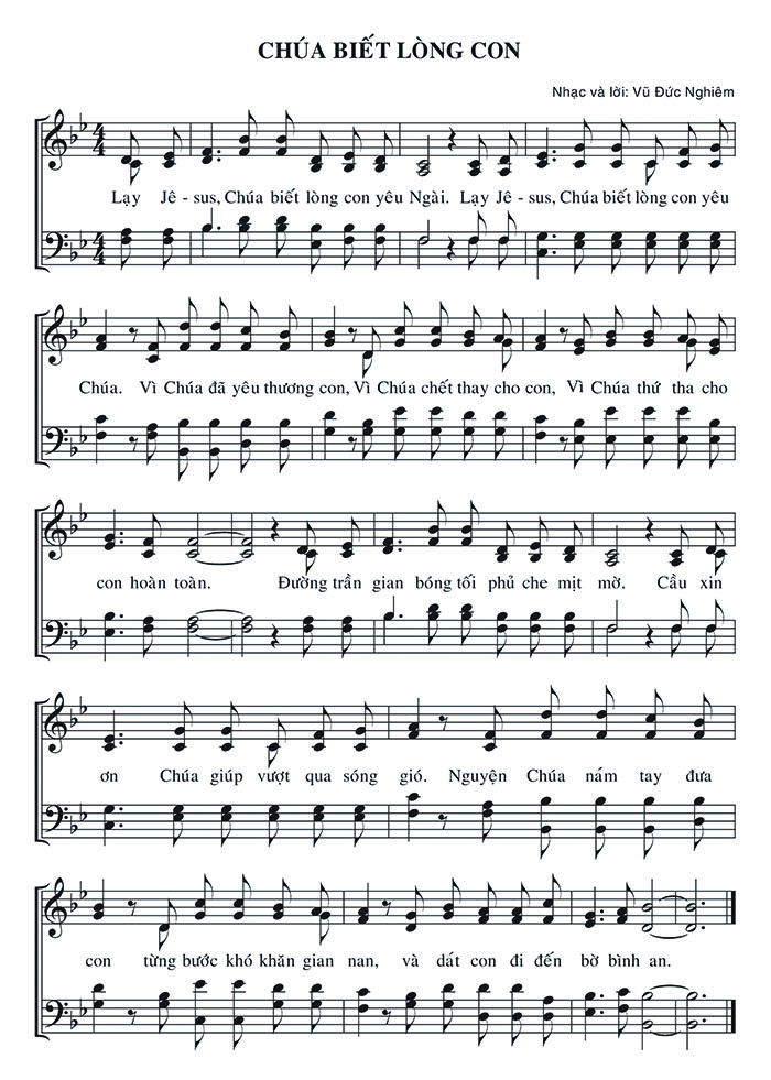 Sheet music: Chúa Biết Lòng Con