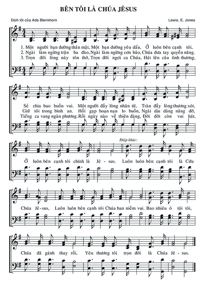 Sheet music: Bên Tôi Là Chúa Jêsus