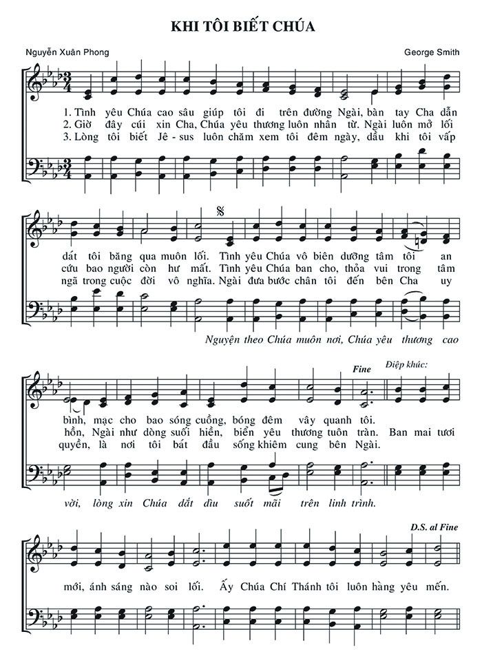 Sheet music: Khi Tôi Biết Chúa