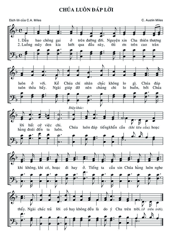 Sheet music: Chúa Luôn Đáp Lời