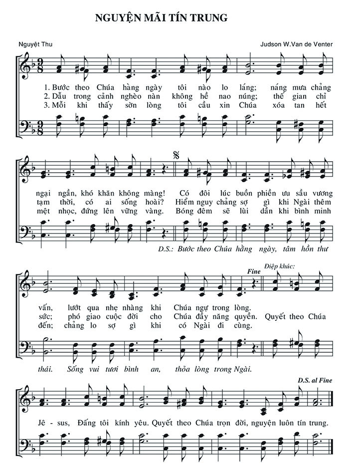 Sheet music: Nguyện Mãi Tín Trung