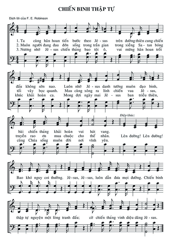 Sheet music: Chiến Binh Thập Tự