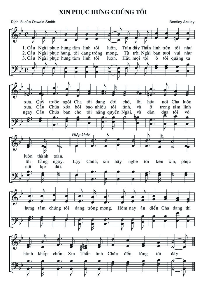 Sheet music: Xin Phục Hưng Chúng Tôi