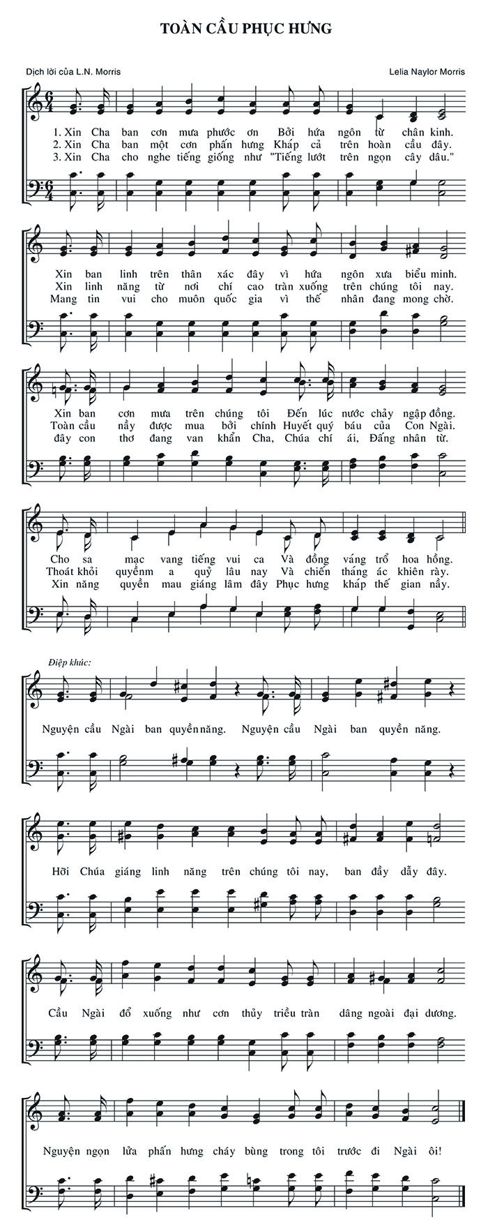 Sheet music: Toàn Cầu Phục Hưng