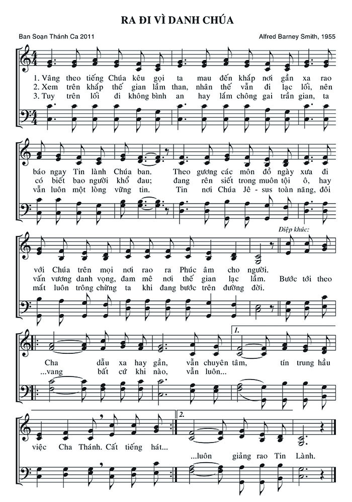 Sheet music: Ra Đi Vì Danh Chúa