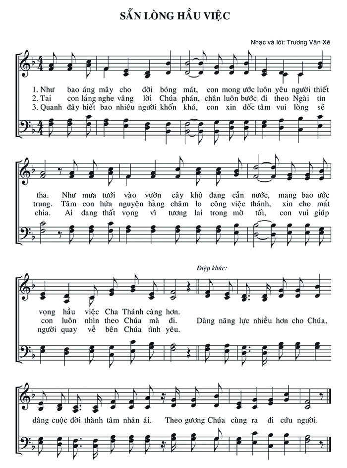 Sheet music: Sẵn Lòng Hầu Việc