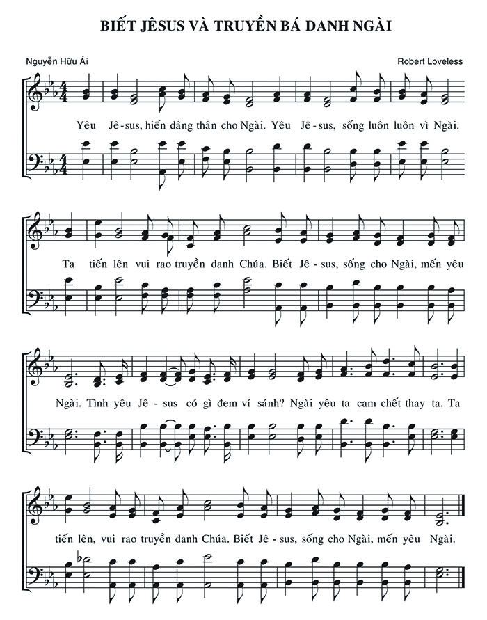 Sheet music: Biết Jêsus Và Truyền Bá Danh Ngài