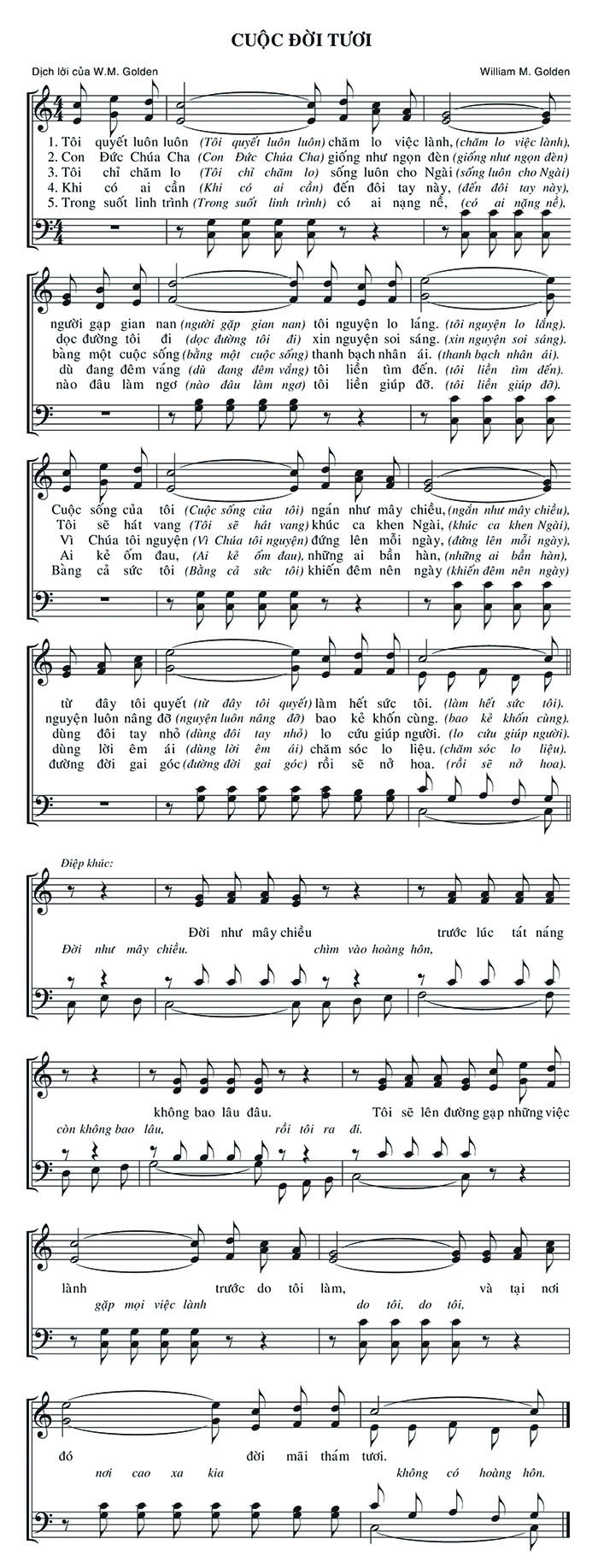 Sheet music: Cuộc Đời Tươi