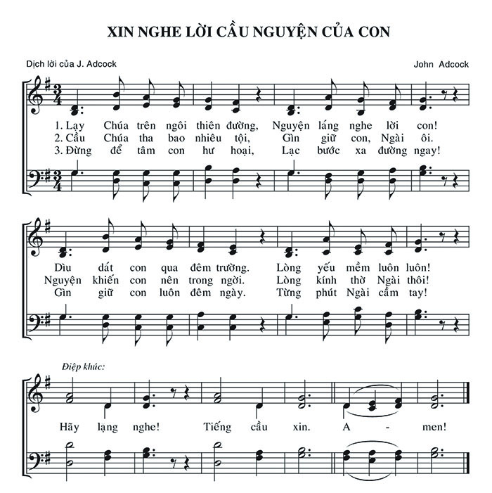 Sheet music: Xin Nghe Lời Cầu Nguyện Của Con