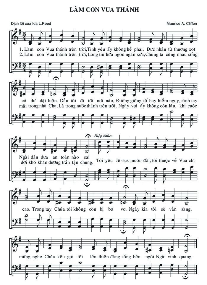 Sheet music: Làm Con Vua Thánh