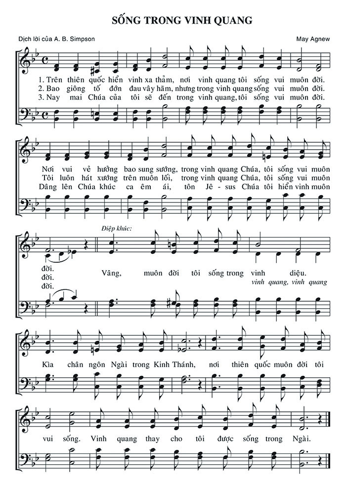 Sheet music: Sống Trong Vinh Quang