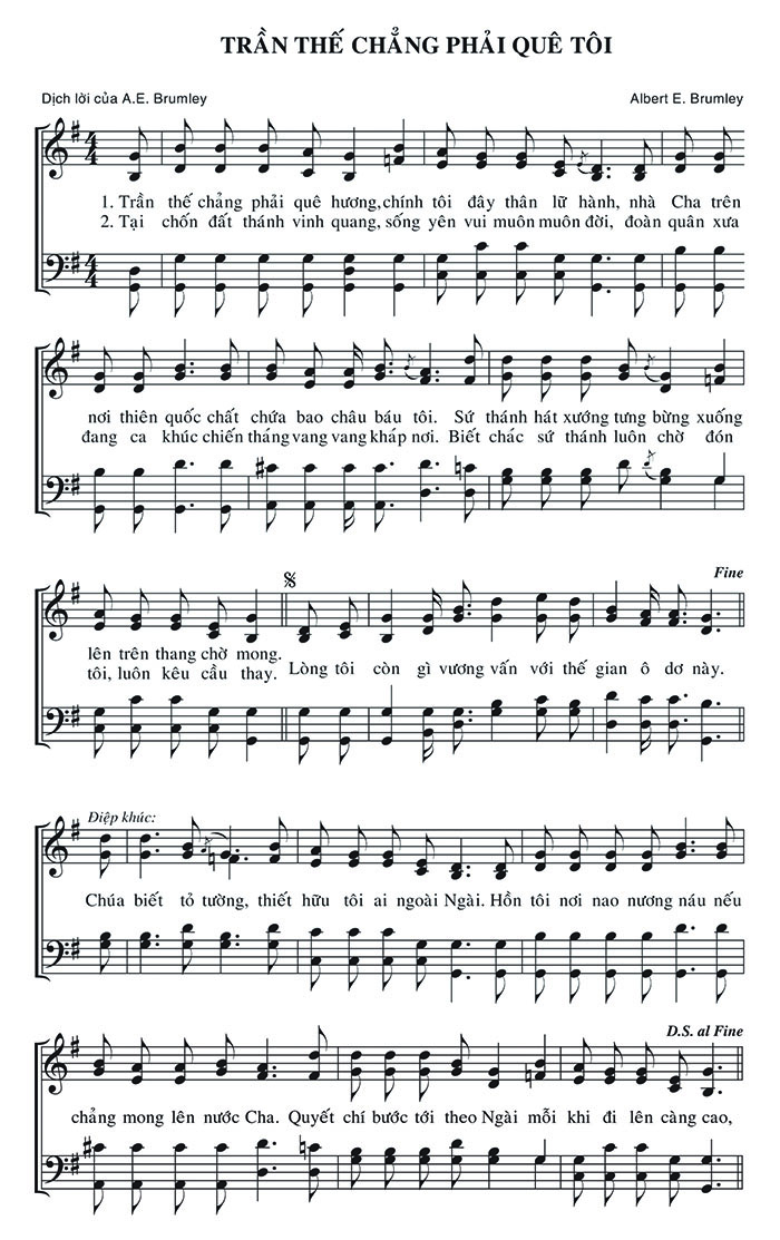 Sheet music: Trần Thế Chẳng Phải Quê Tôi