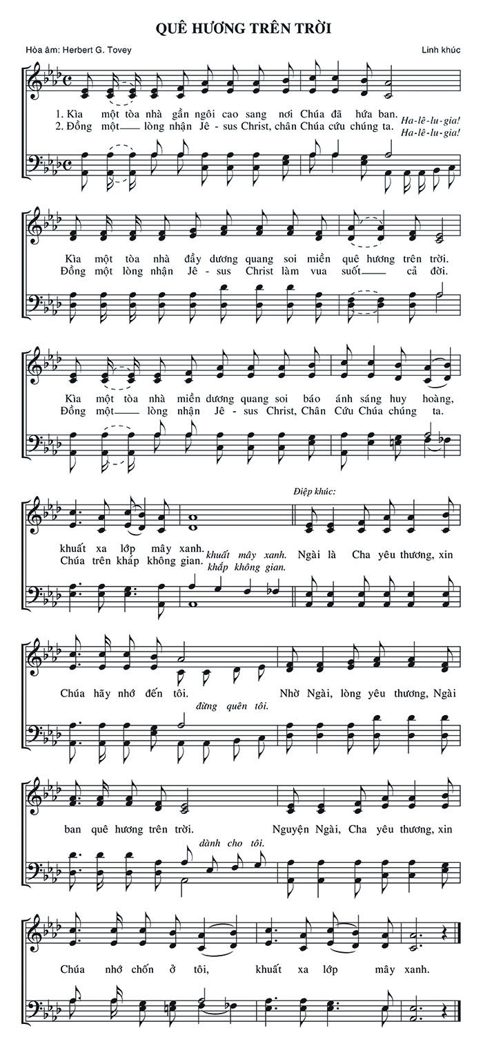 Sheet music: Quê Hương Trên Trời