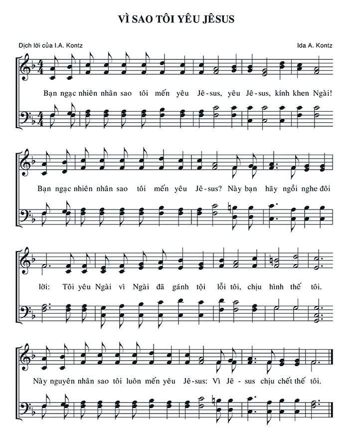 Sheet music: Vì Sao Tôi Yêu Jêsus