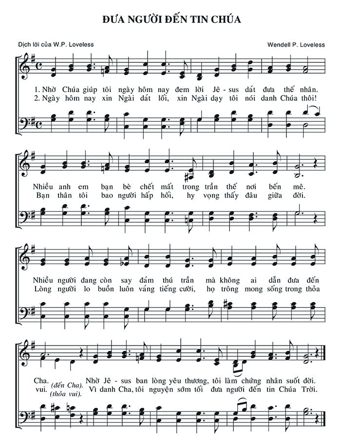 Sheet music: Đưa Người Đến Tin Chúa