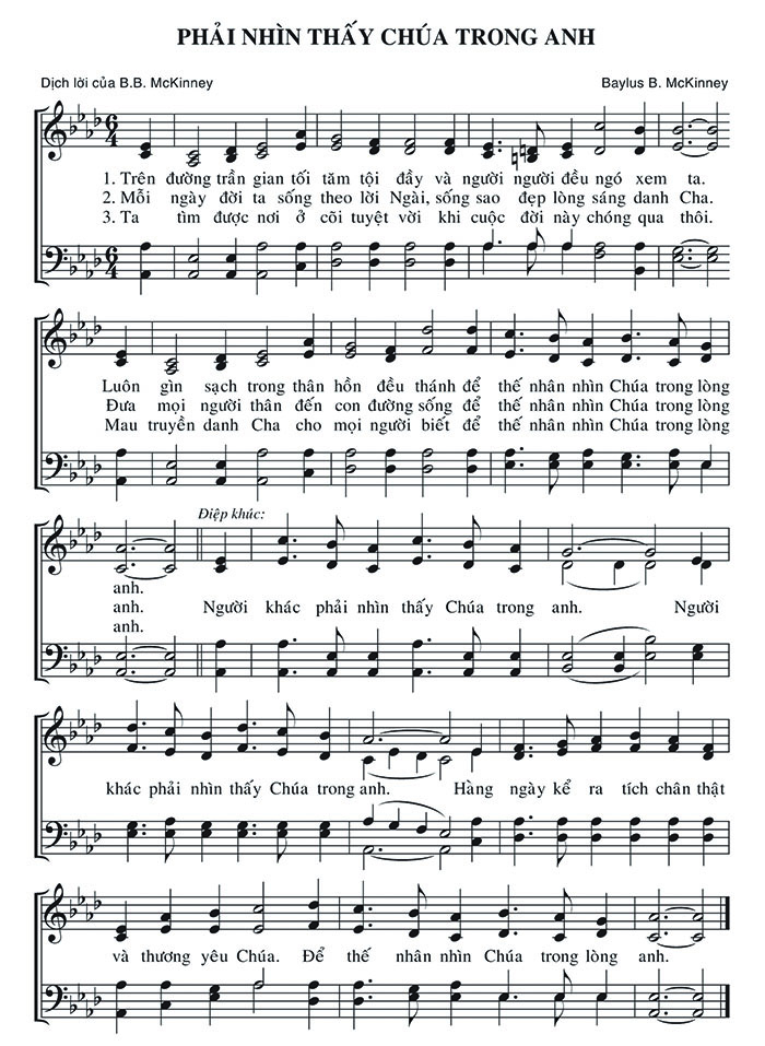 Sheet music: Phải Nhìn Thấy Chúa Trong Anh