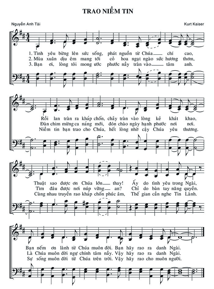 Sheet music: Trao Niềm Tin