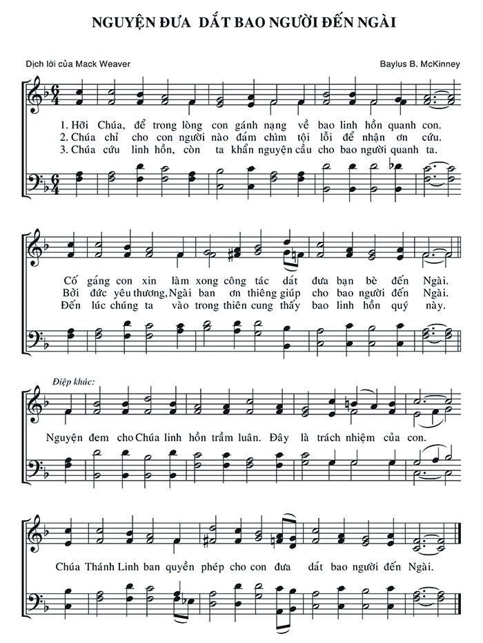 Sheet music: Nguyện Đưa Dắt Bao Người Đến Ngài