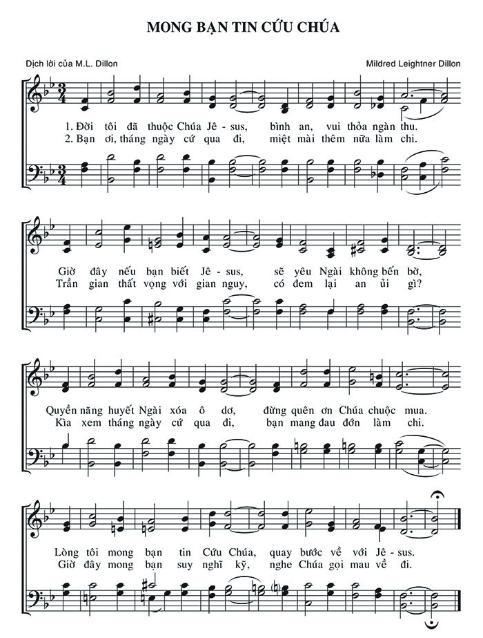 Sheet music: Mong Bạn Tin Cứu Chúa
