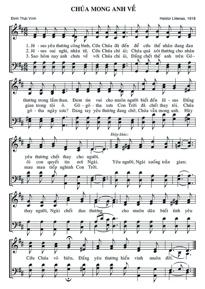 Sheet music: Chúa Mong Anh Về