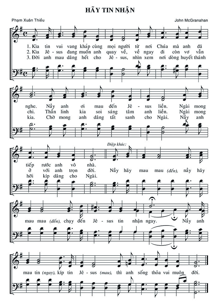 Sheet music: Hãy Tin Nhận