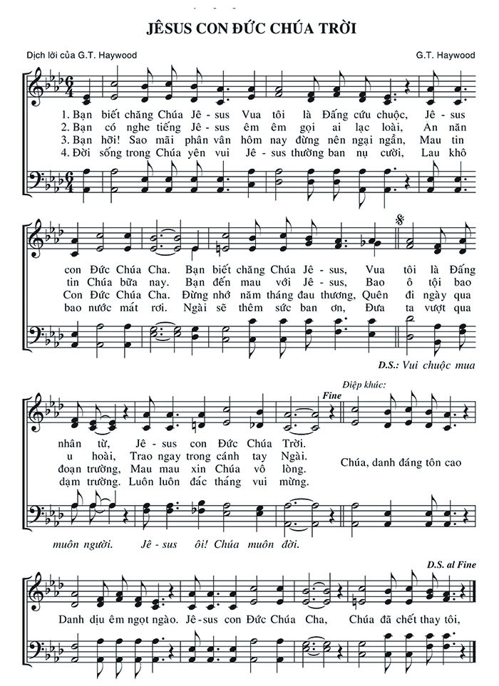 Sheet music: Jêsus Con Đức Chúa Trời