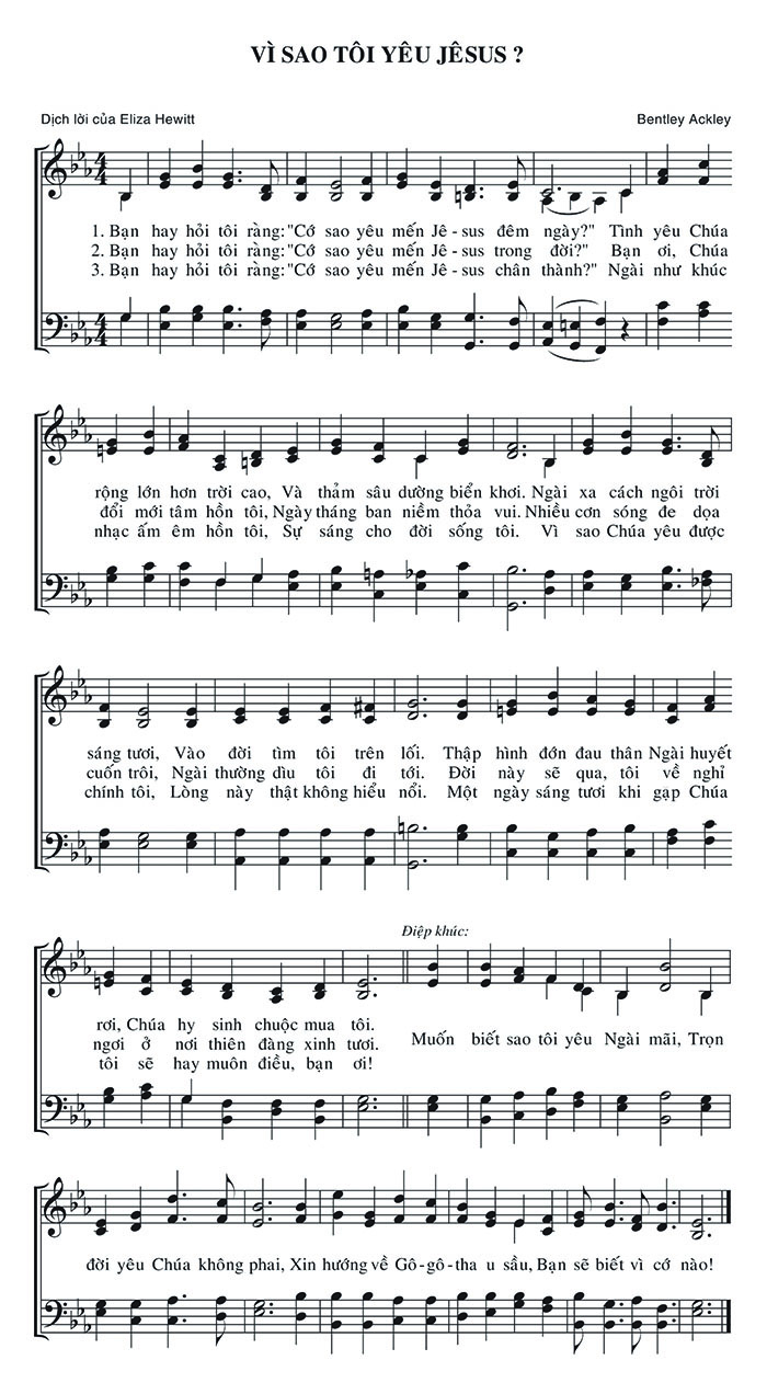 Sheet music: Vì Sao Tôi Yêu Jêsus