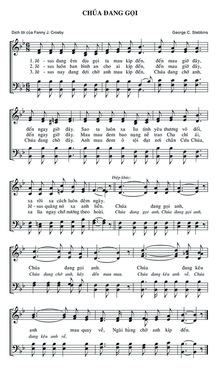 Sheet music: Chúa Đang Gọi