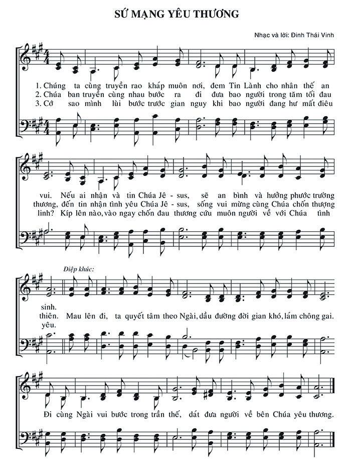 Sheet music: Sứ Mạng Yêu Thương