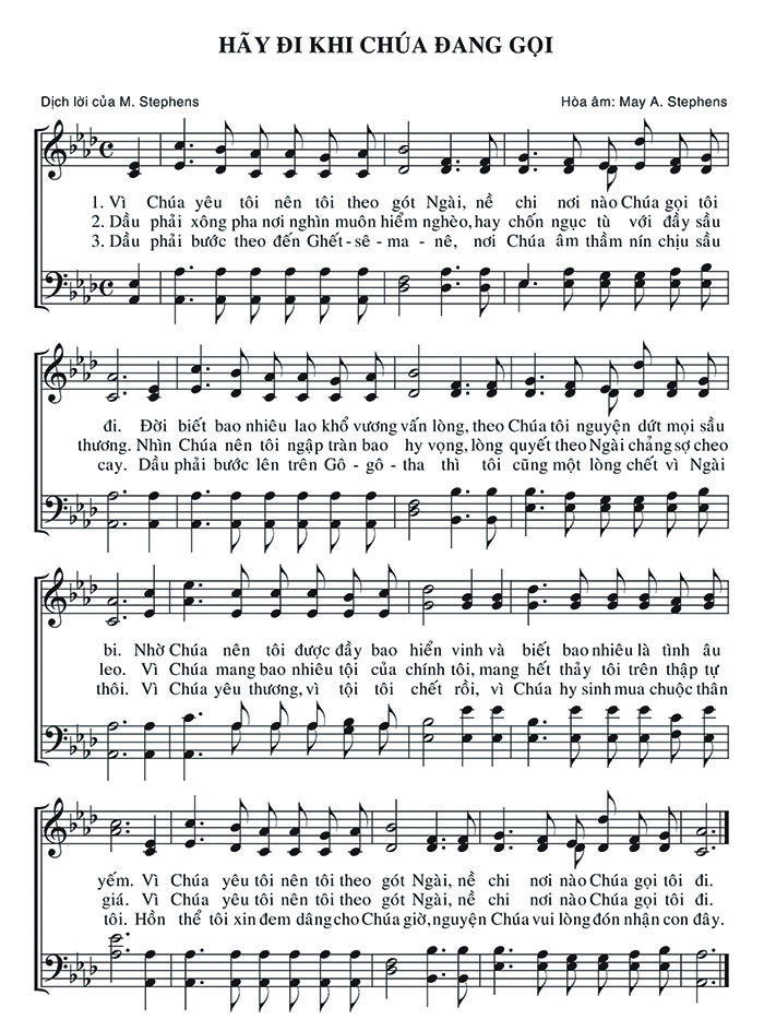 Sheet music: Hãy Đi Khi Chúa Đang Gọi