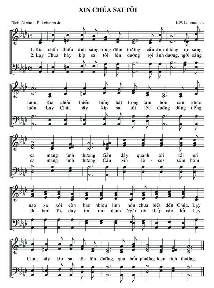 Sheet music: Xin Chúa Sai Tôi