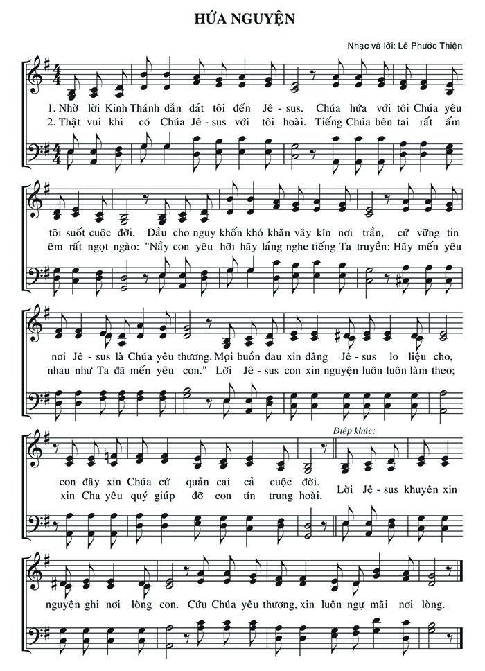 Sheet music: Hứa Nguyện