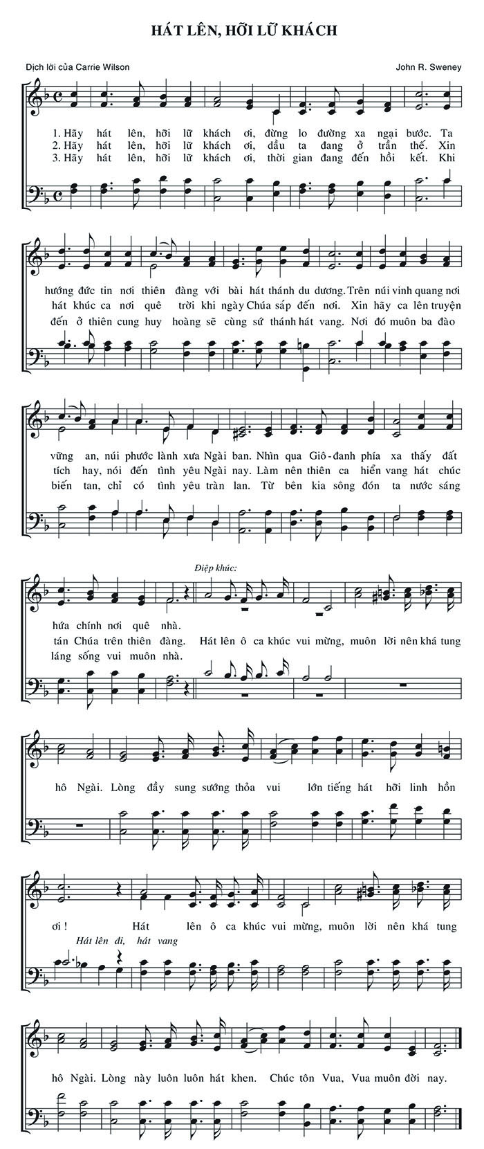 Sheet music: Hát Lên, Hỡi Lữ Khách