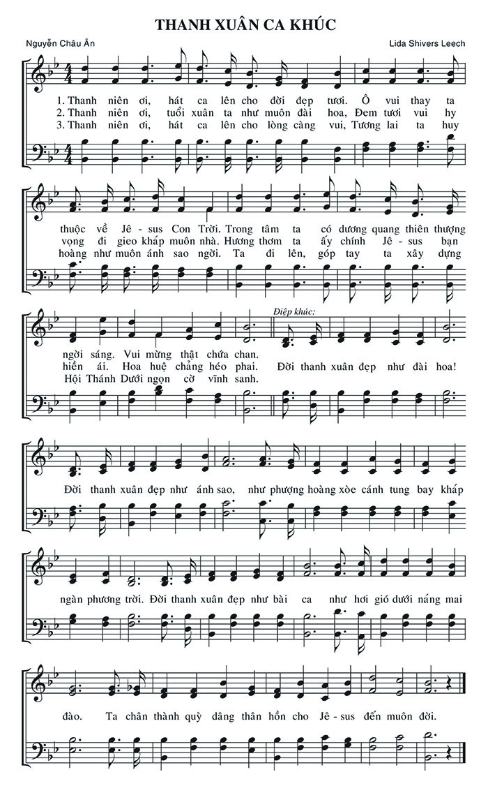 Sheet music: Thanh Xuân Ca Khúc