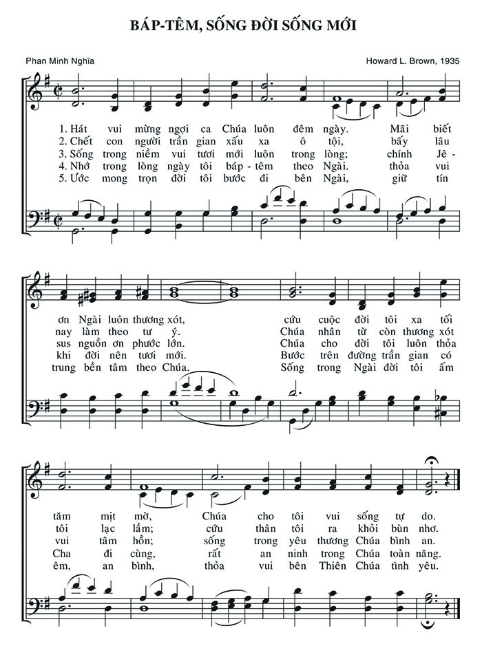 Sheet music: Báp-têm, Sống Đời Sống Mới