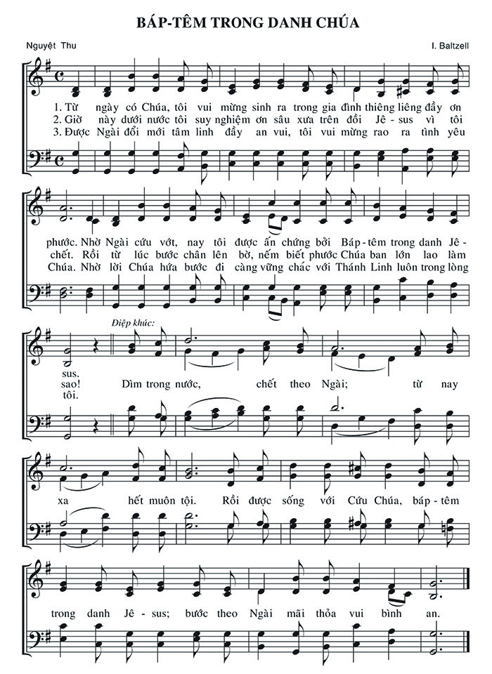 Sheet music: Báp-têm Trong Danh Chúa