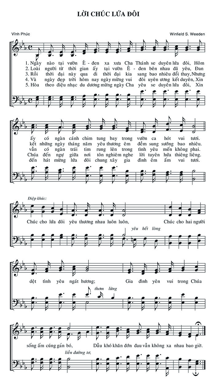Sheet music: Lời Chúc Lứa Đôi