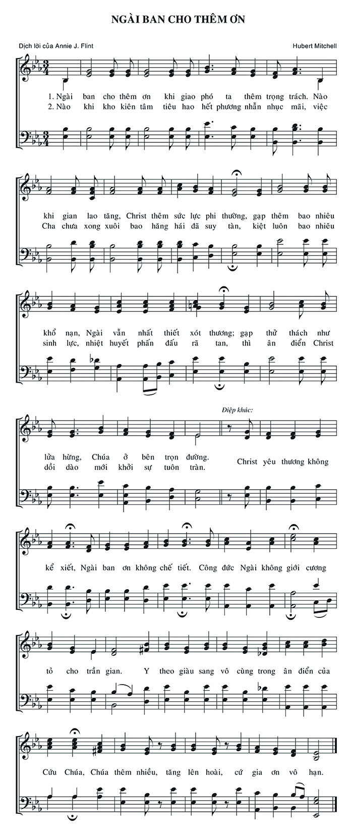 Sheet music: Ngài Ban Cho Thêm Ơn