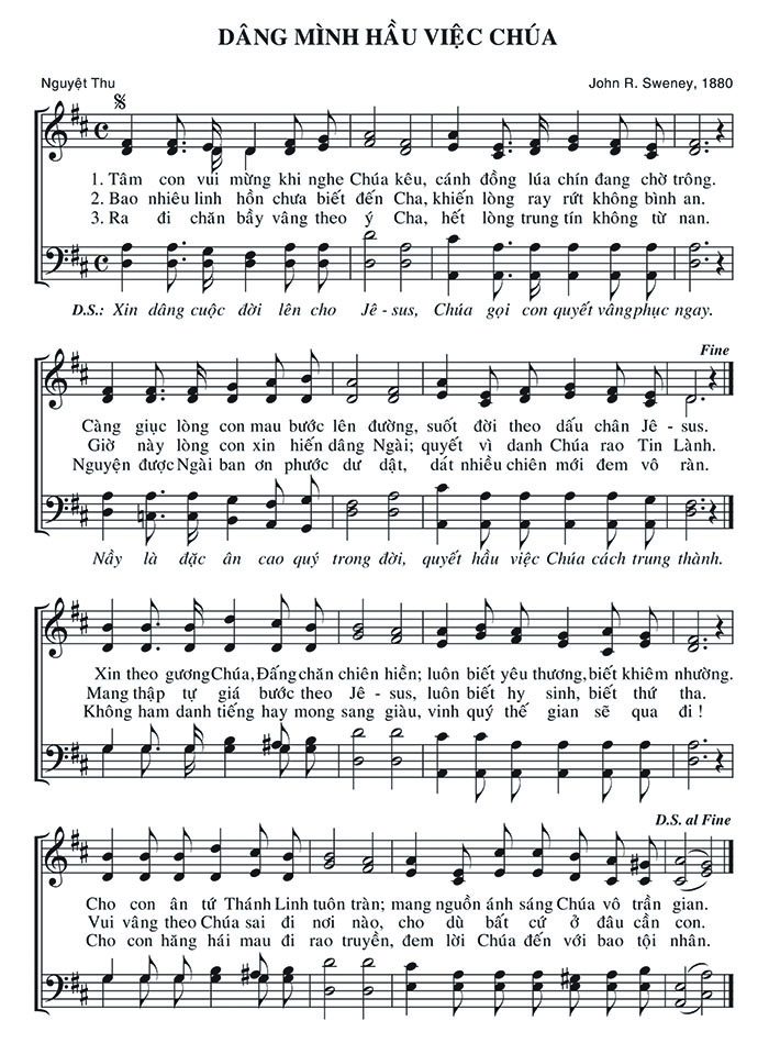 Sheet music: Dâng Mình Hầu Việc Chúa