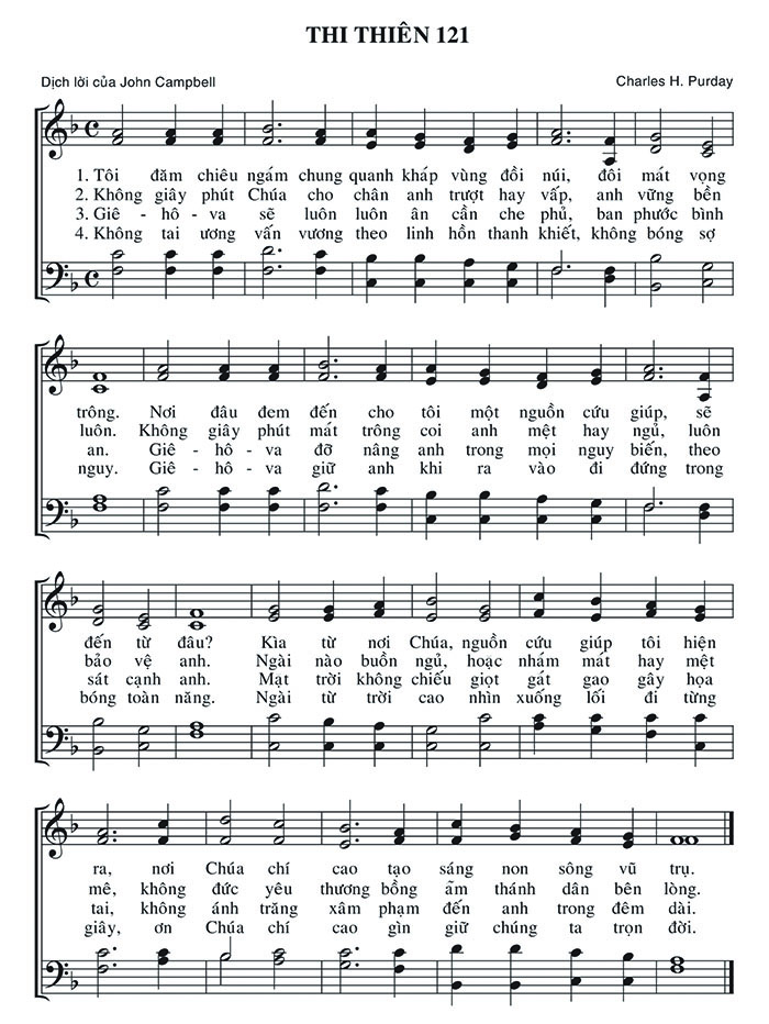 Sheet music: Thi Thiên 121