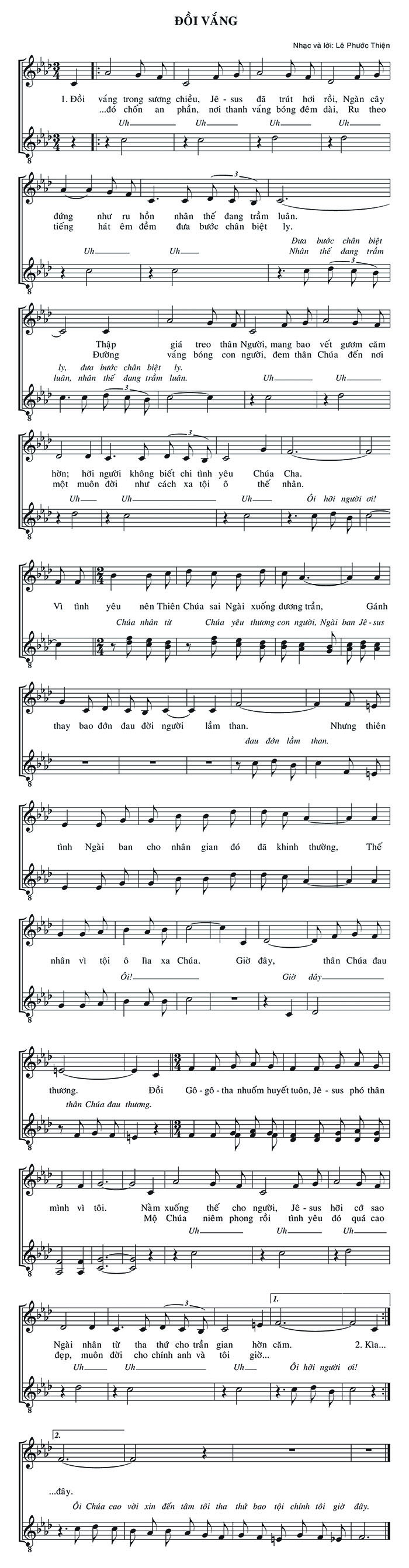 Sheet music: Đồi Vắng