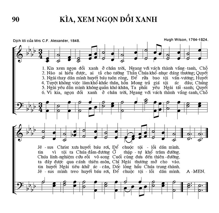 Sheet music: Kìa, Xem Ngọn Đồi Xanh