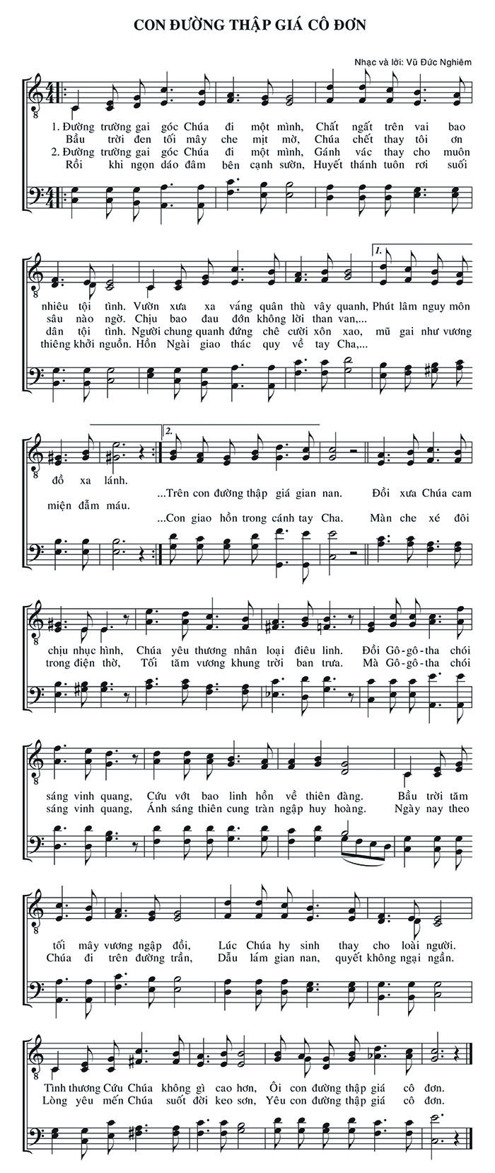 Sheet music: Con Đường Thập Giá Cô Đơn