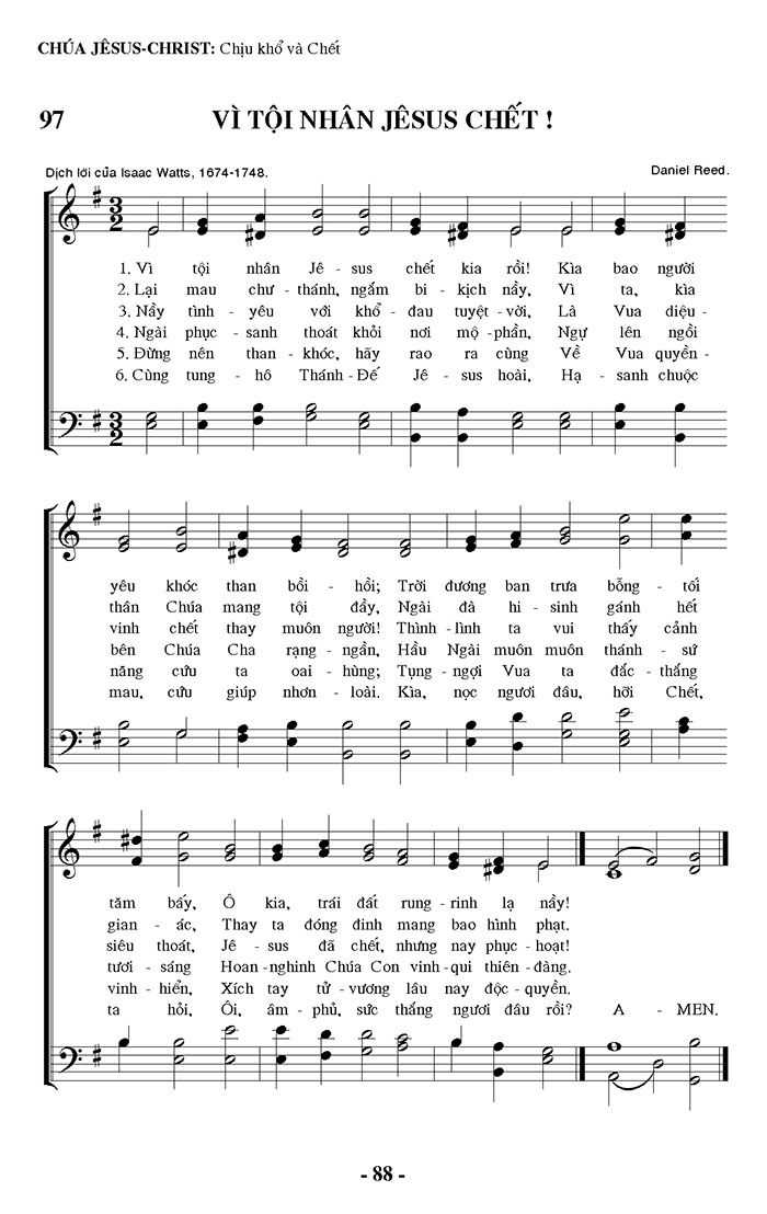 Sheet music: Vì Tội Nhân Jesus Chết