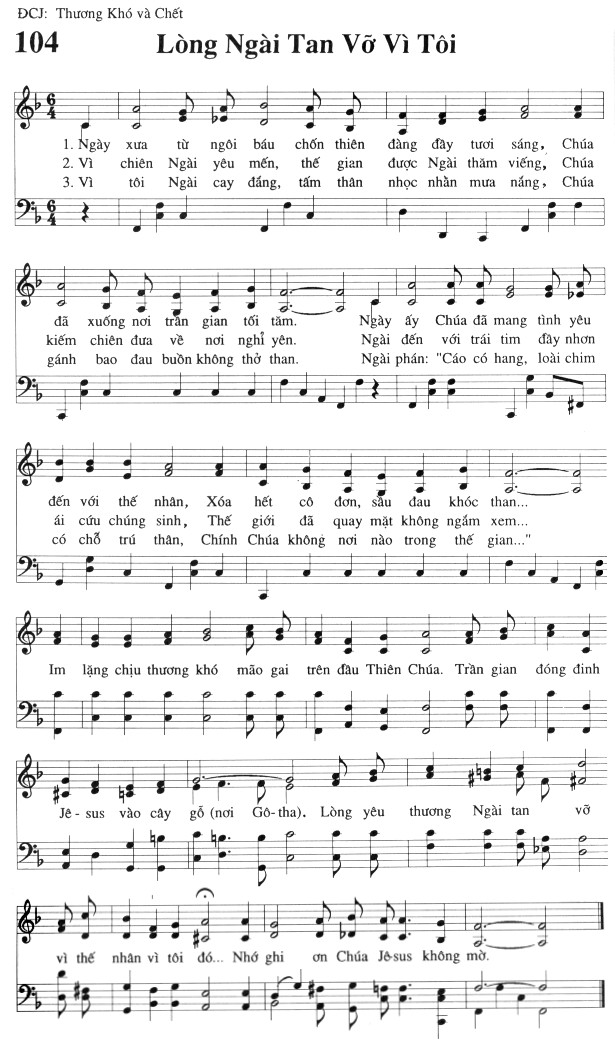 Sheet music: Lòng Ngài Tan Vỡ Vì Tôi