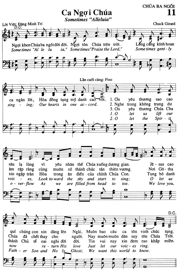 Sheet music: Ca Ngợi Chúa