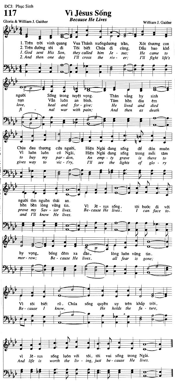 Sheet music: Vì Jesus Sống