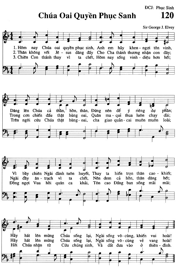 Sheet music: Chúa Oai Quyền Phục Sanh