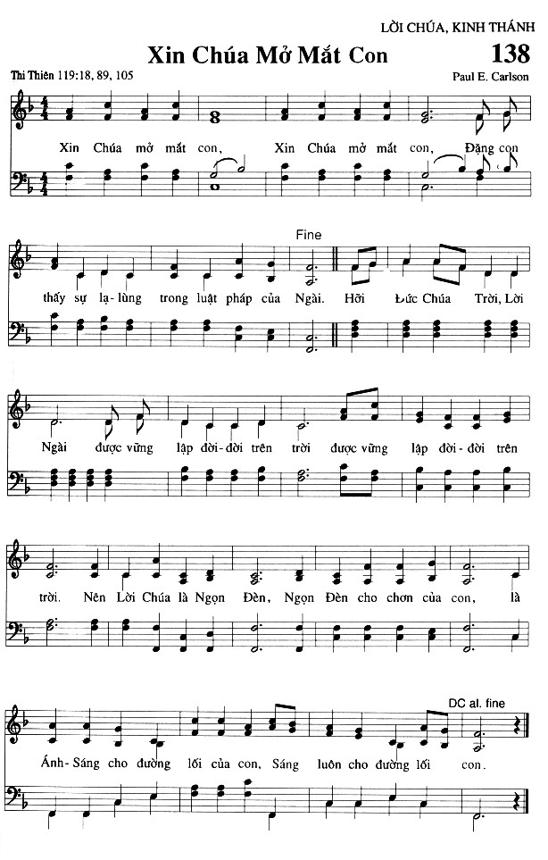 Sheet music: Xin Chúa Mở Mắt Tôi