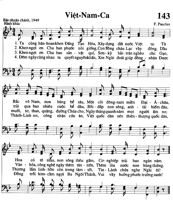 Sheet music: Việt Nam Ca